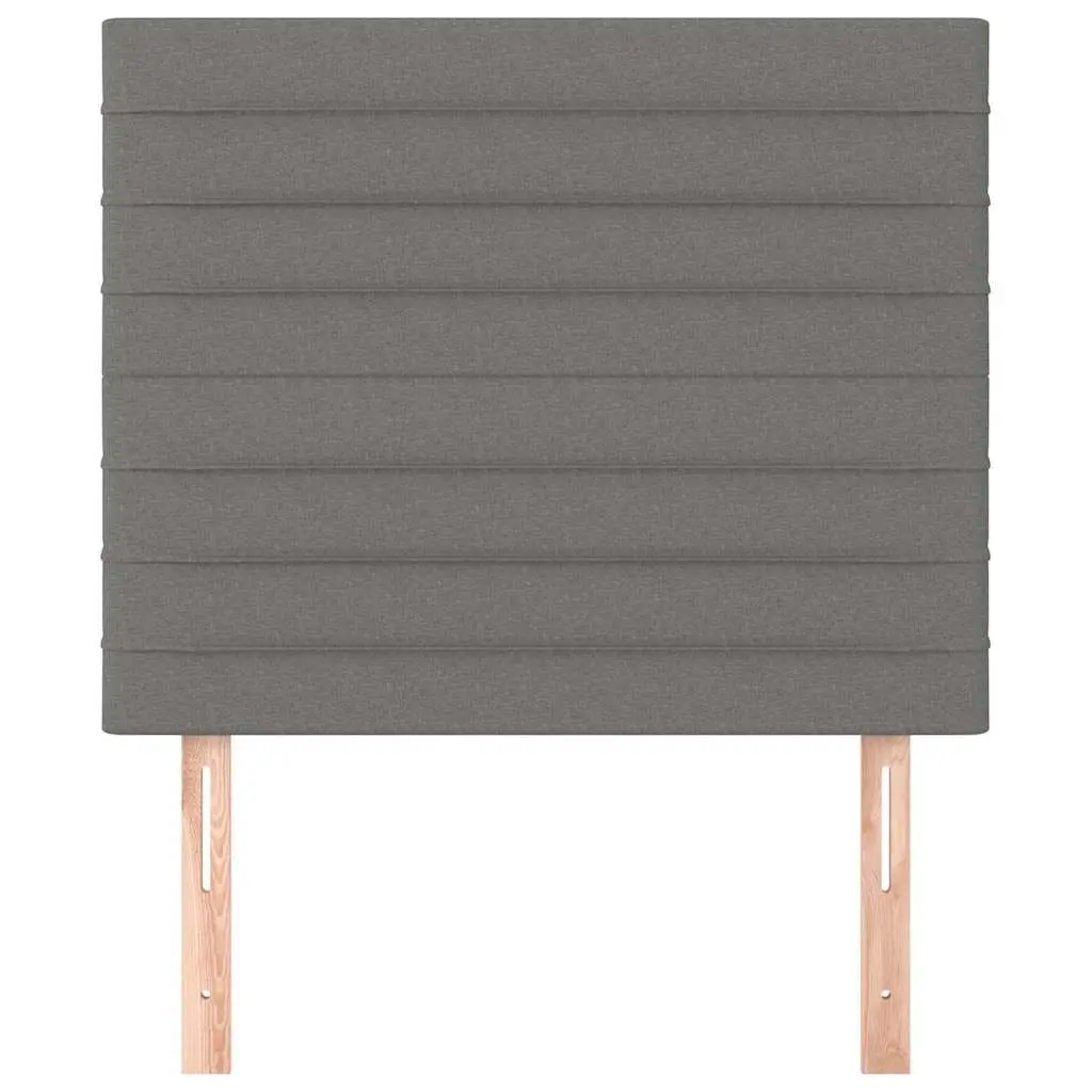 Fabric Headboard Adjustable Height Dark Grey Wooden Legs