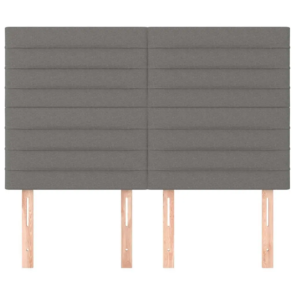 Fabric Headboard Dark Grey Adjustable Height Wooden Legs for Bed 144x5x118128cm