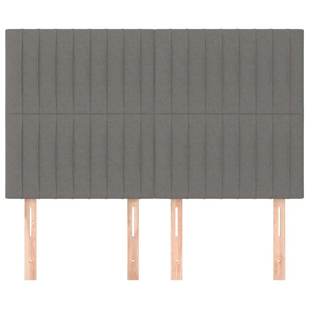 Headboard Fabric Grey Adjustable Height Bed Support Wooden Legs