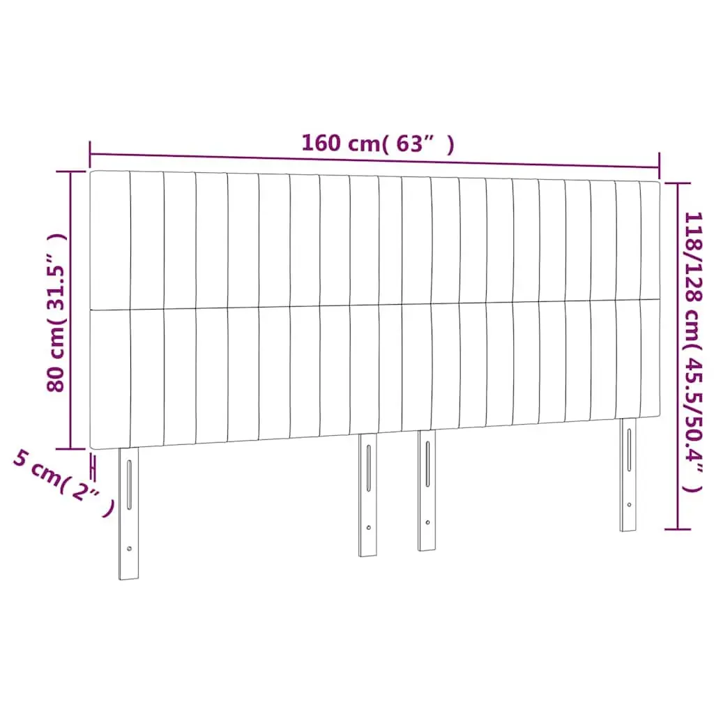 Dark Grey Headboard Fabric Adjustable Height 160x5x118/128 cm Bed Back Support