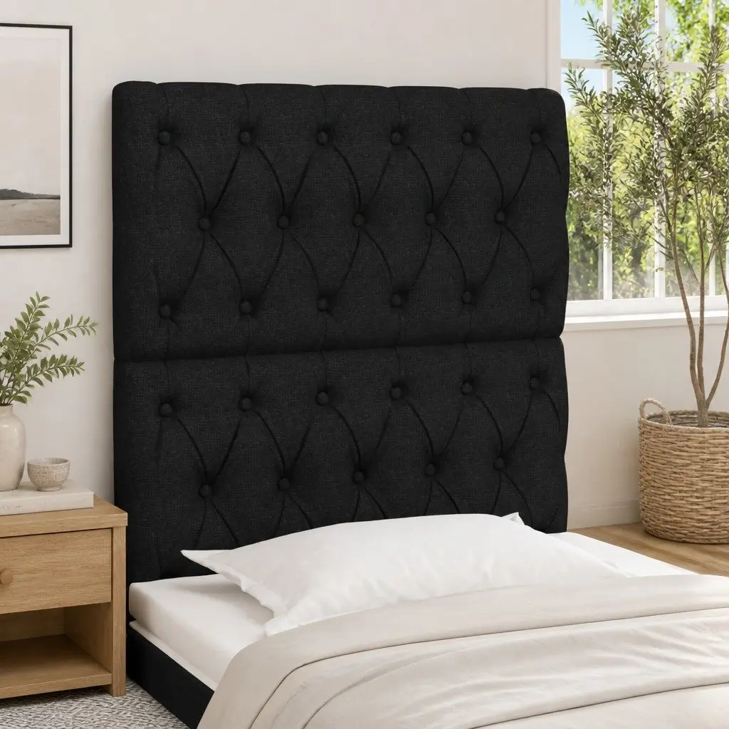 Adjustable Height Black Fabric Bed Headboard 80x7x118128 cm Bedroom Furniture