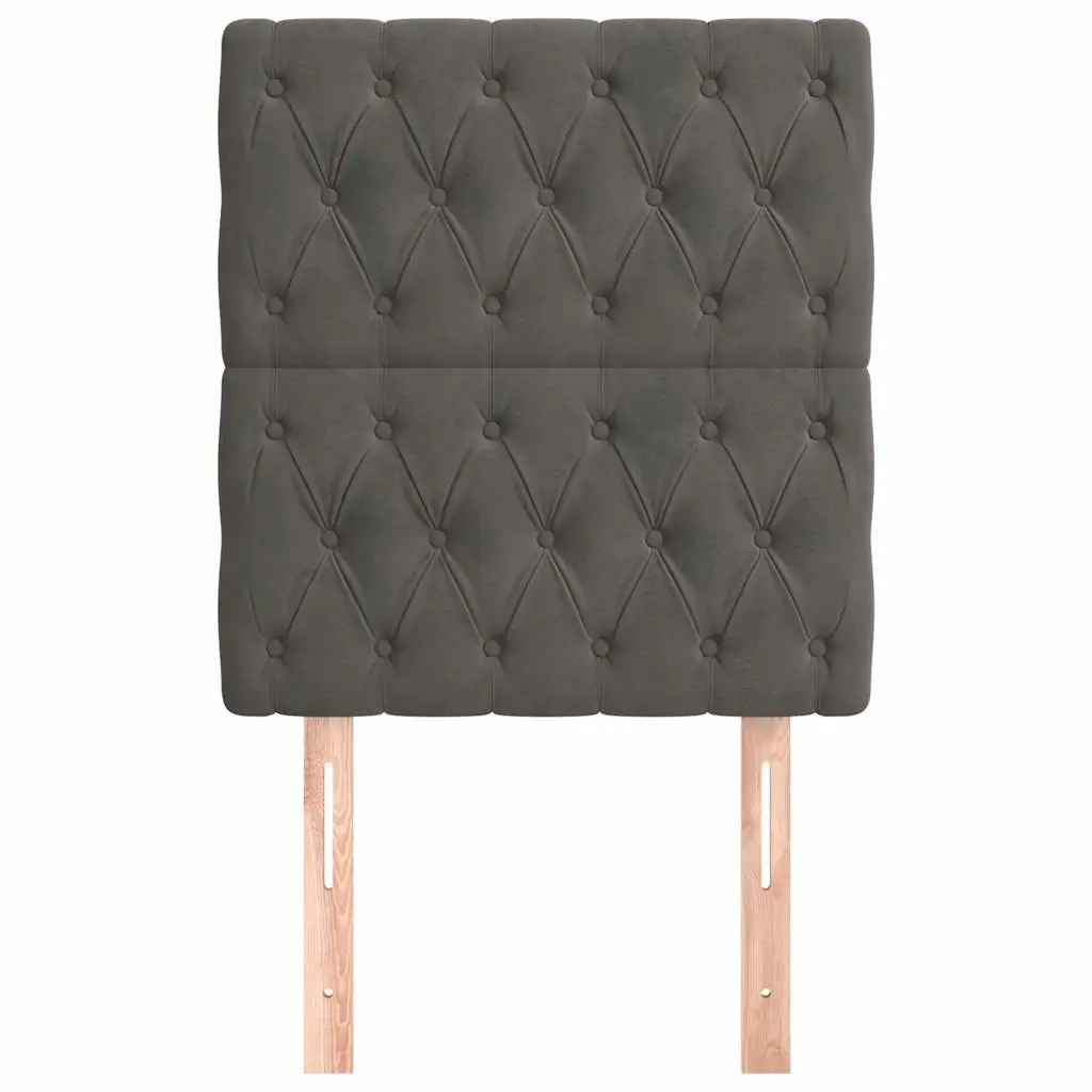 Adjustable Height Headboard Dark Grey Velvet Wooden Legs Bedroom Furniture