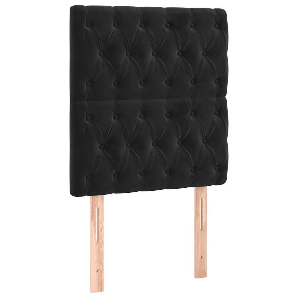 Black Velvet Headboard Upholstered Soft 80x7x118/128 cm Bedroom Back Support