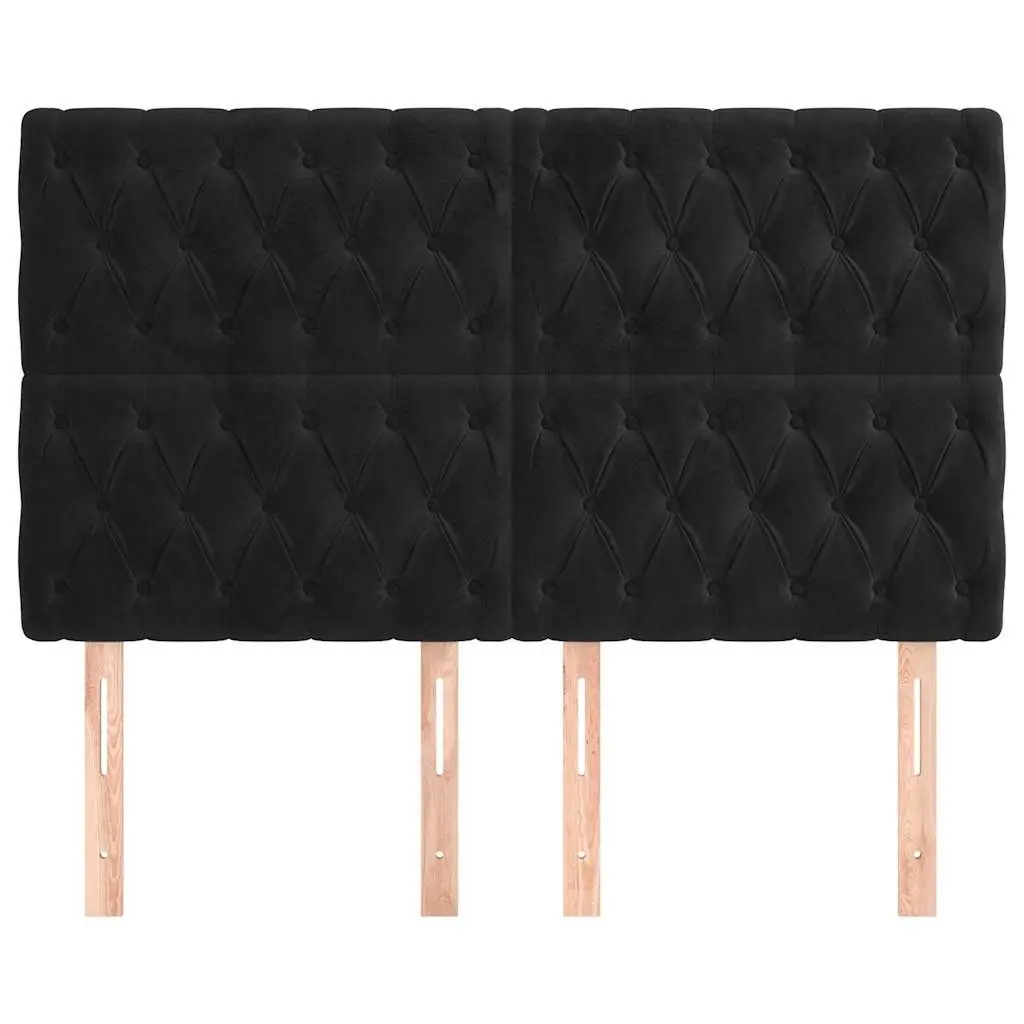 Velvet Headboard Adjustable Height 160cm Black Wooden Legs