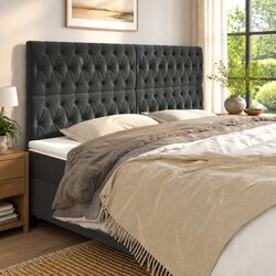 Practical Dark Grey Velvet Headboard for Everyday Use