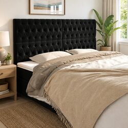 Versatile Black Velvet Headboard for Comfortable Bedroom Living