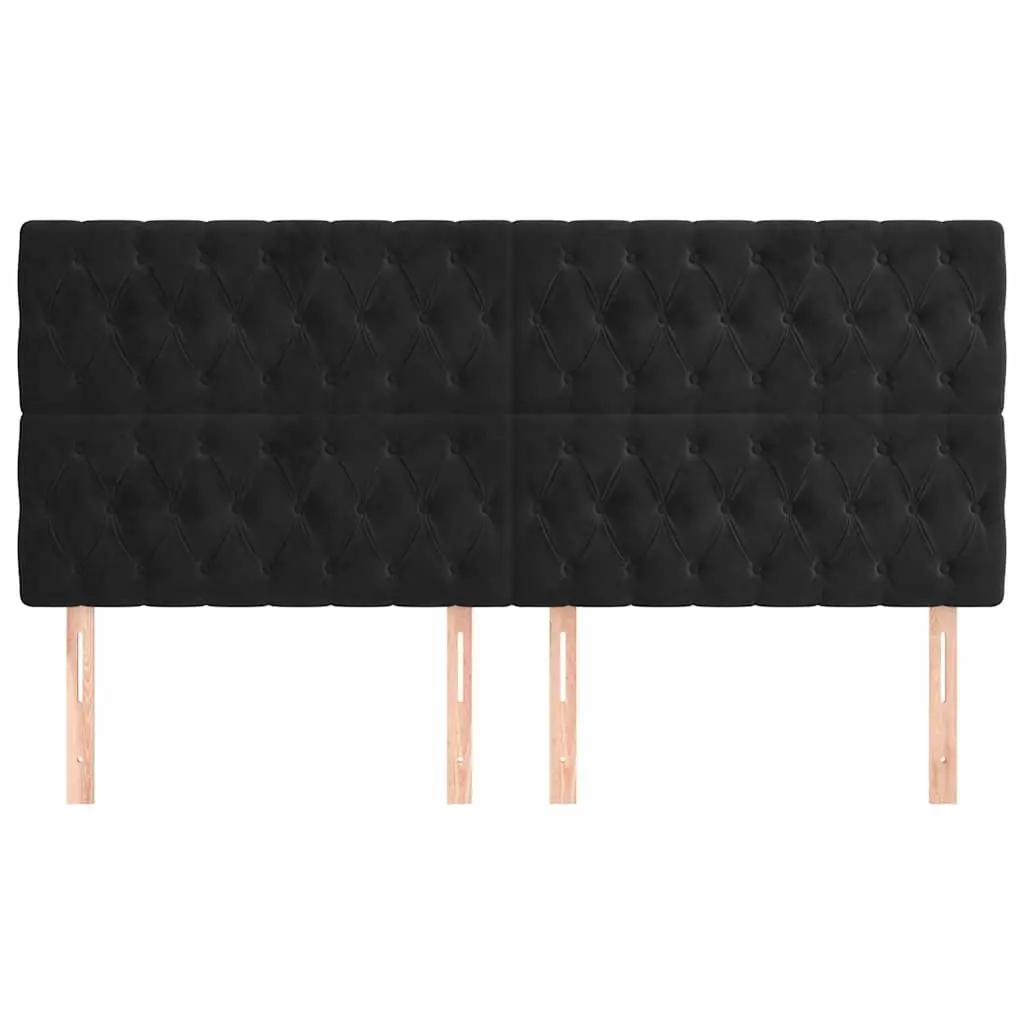 Headboard Velvet Adjustable Height 200cm Black