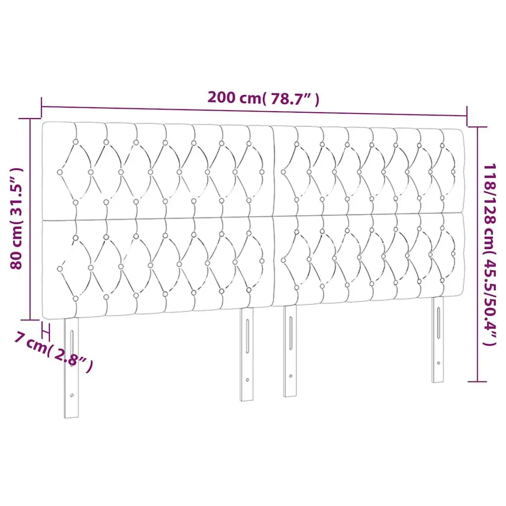 Headboard Velvet Adjustable Height 200cm Black