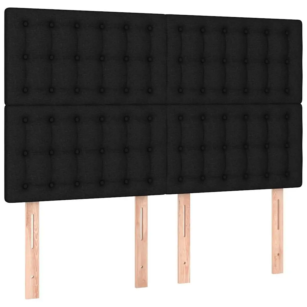 Adjustable Height Headboard Black Fabric Wooden Legs for Bedroom Bed Support