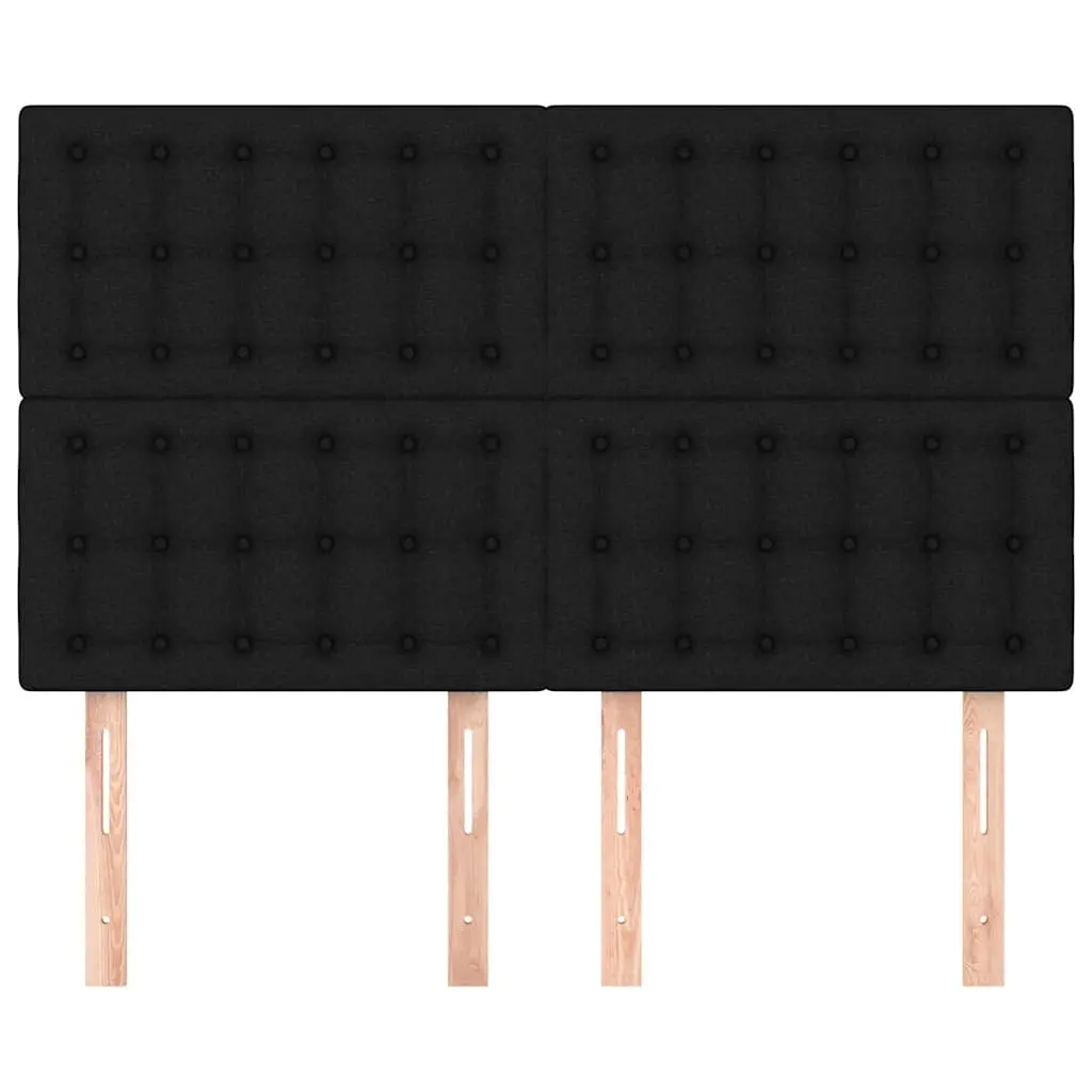 Adjustable Height Headboard Black Fabric Wooden Legs for Bedroom Bed Support
