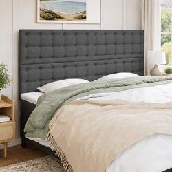Headboard Dark Grey 160cm Fabric Bedroom Bed Head Support Adjustable Height