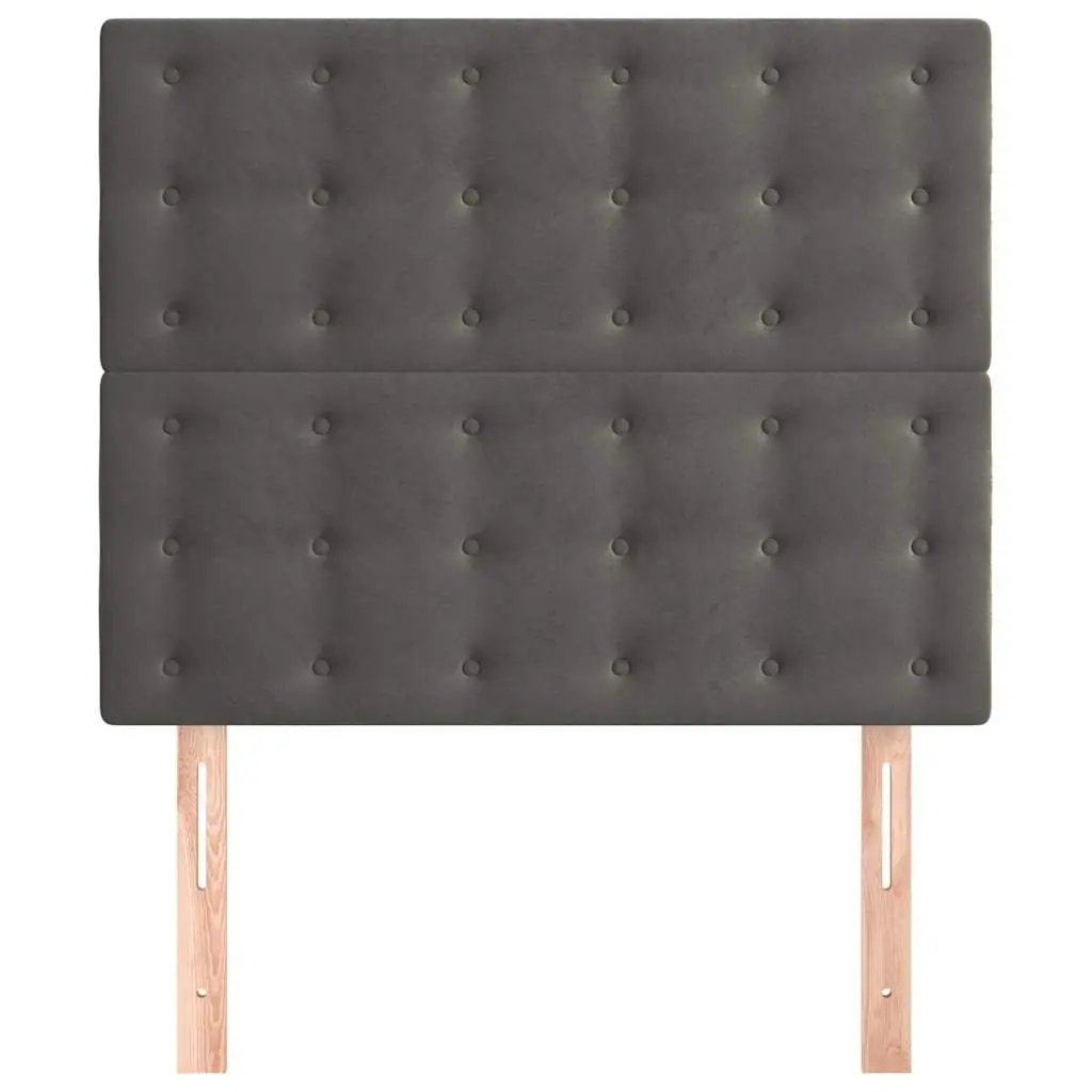 Velvet Headboard Adjustable Height Dark Grey Bed Support with Wooden Legs