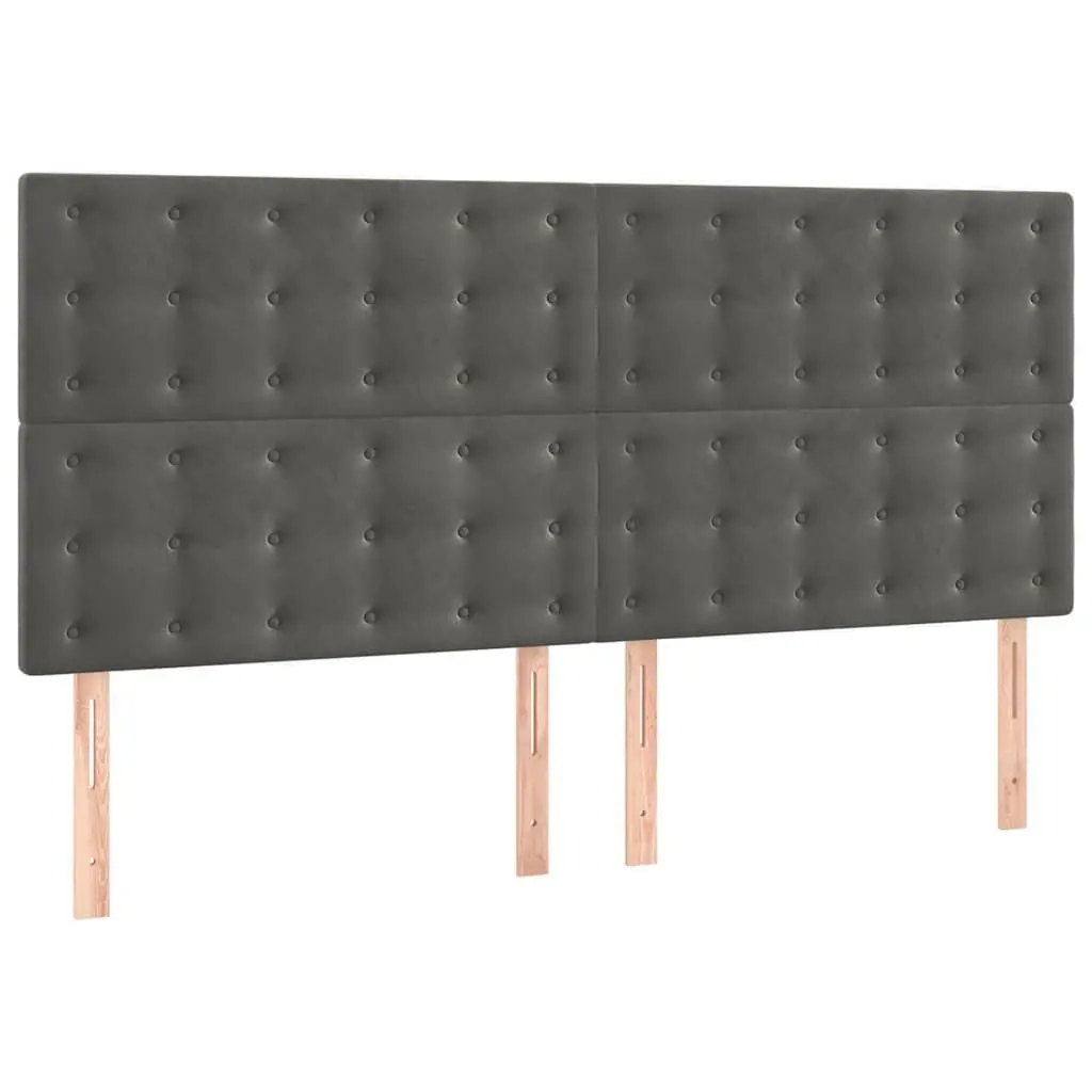 Velvet Headboard Adjustable Height 160cm Dark Grey with Wooden Legs for Bedroom Furniture