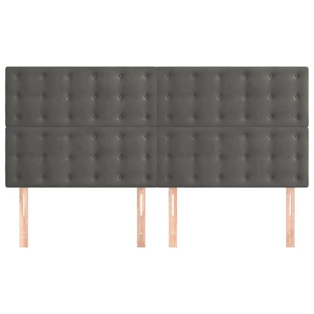 Velvet Headboard Adjustable Height 160cm Dark Grey with Wooden Legs for Bedroom Furniture