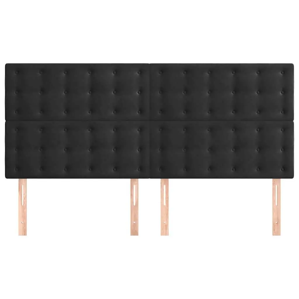 Velvet Headboard Black 160cm Bed Back Support Adjustable Height Wooden Legs