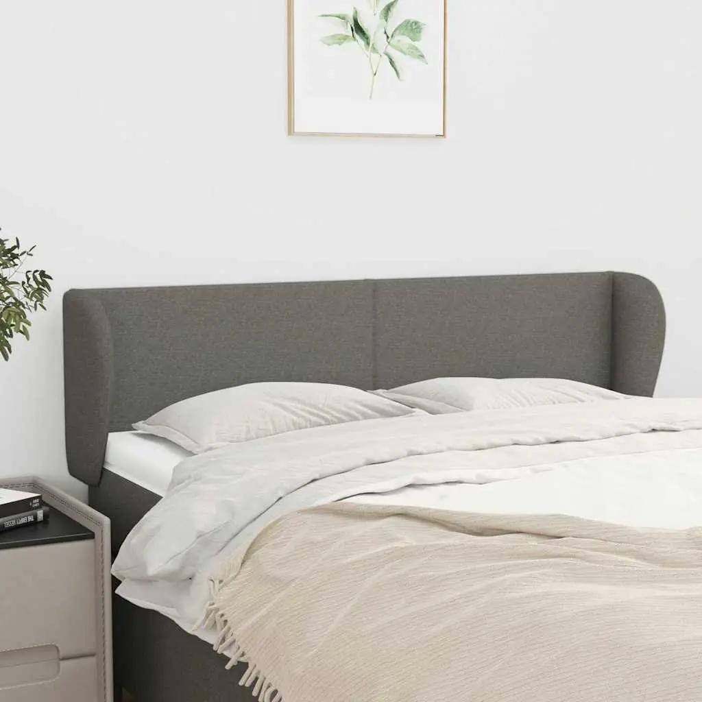 Headboard with Ears Grey 147cm Fabric Bed Head Support Adjustable Height Bedroom