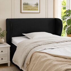 Black Faux Leather Headboard 103cm for Back Support