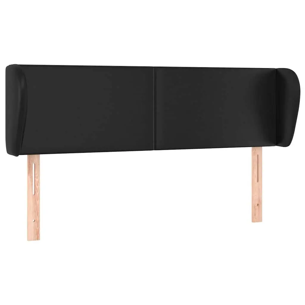 Headboard with Ears 147 cm Black Faux Leather Bedroom Furniture Bed Backrest