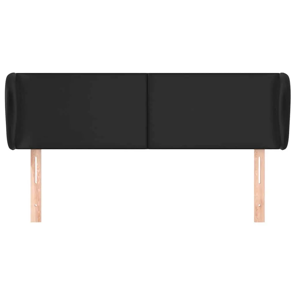 Headboard with Ears 147 cm Black Faux Leather Bedroom Furniture Bed Backrest
