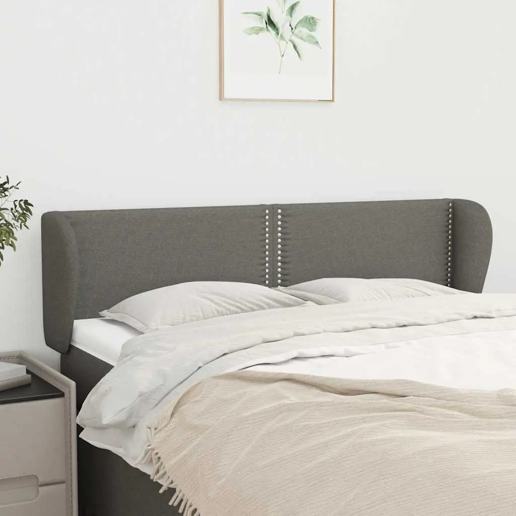 Fabric Headboard with Ears Adjustable Height 147cm Dark Grey