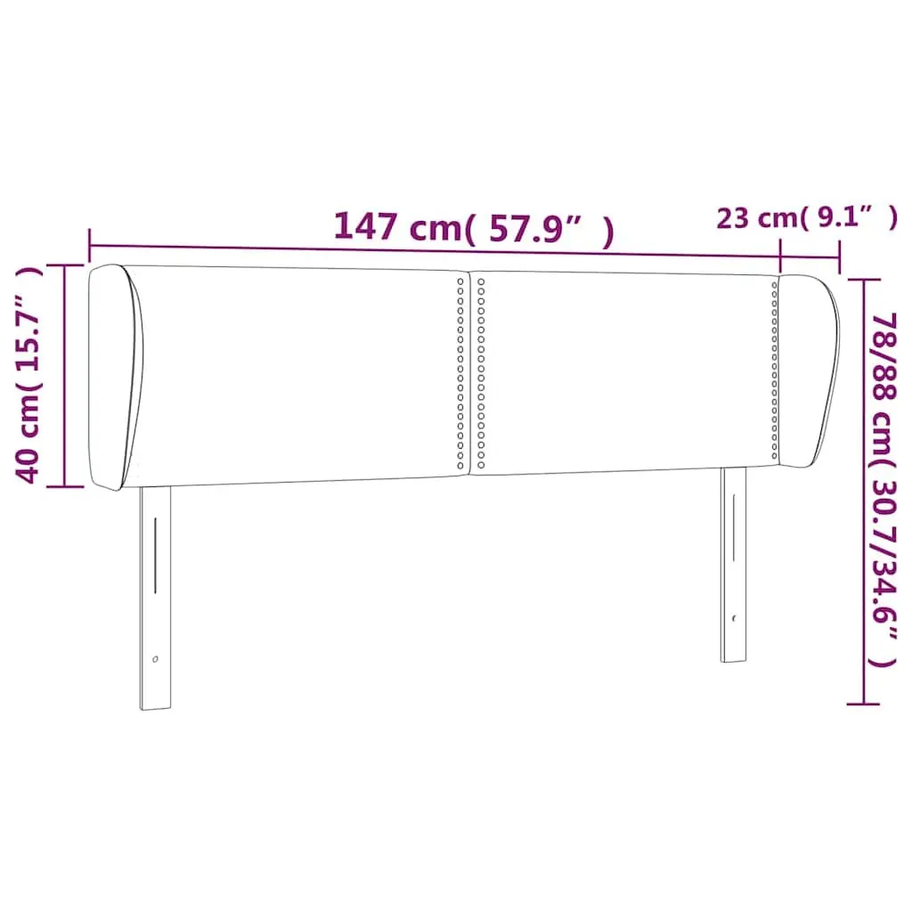 Fabric Headboard with Ears Adjustable Height 147cm Dark Grey