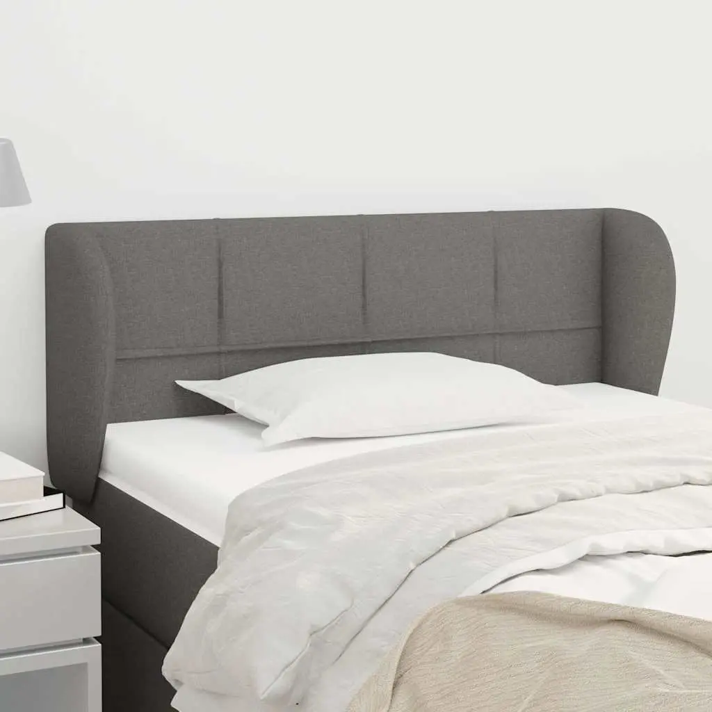 Headboard with Ears Grey Fabric Bedroom Furniture Adjustable Height Wooden Legs