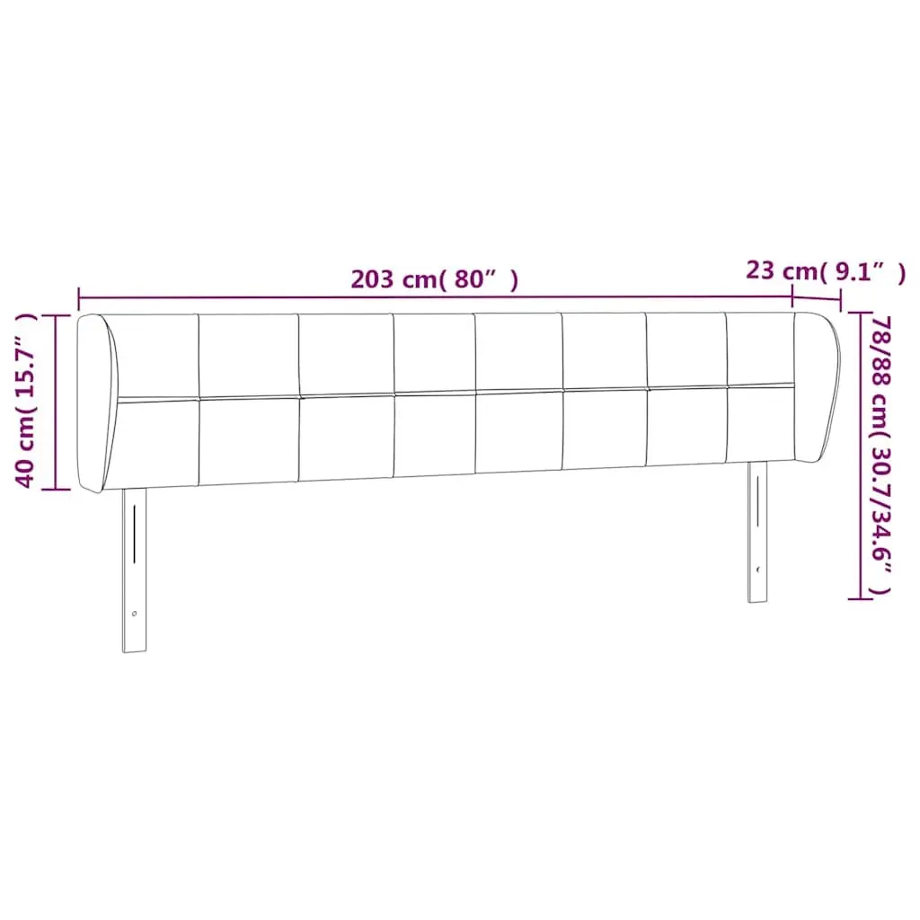 Headboard with Ears Grey 203 cm Fabric Bed Head Support Bedroom Furniture