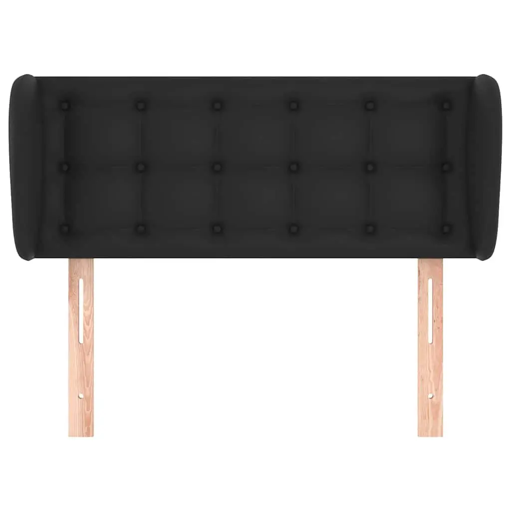 Black Faux Leather Headboard with Ears 103cm Adjustable Height Bedroom Furniture