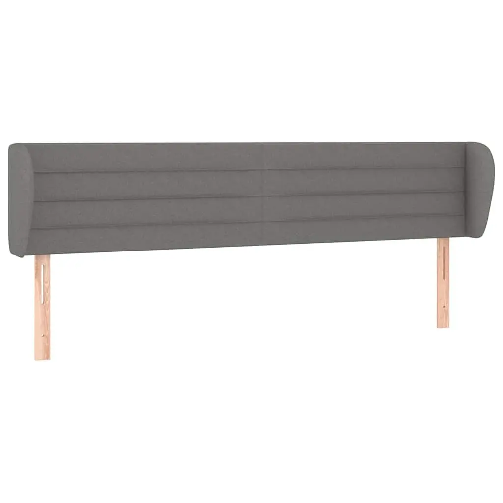 Headboard with Ears Dark Grey 163 cm Fabric Bedroom Furniture Back Support