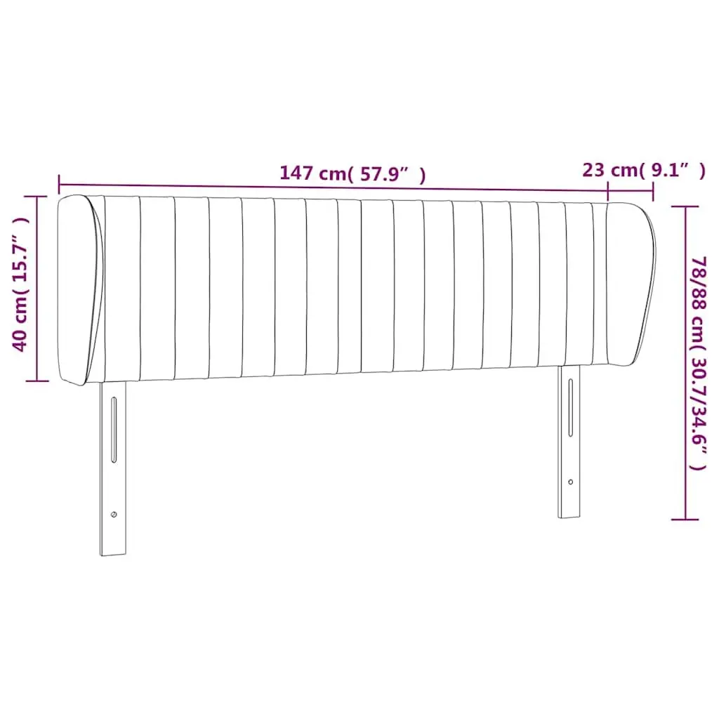 Headboard with Ears Grey 147cm Fabric Bed Head Support Bedroom Furniture