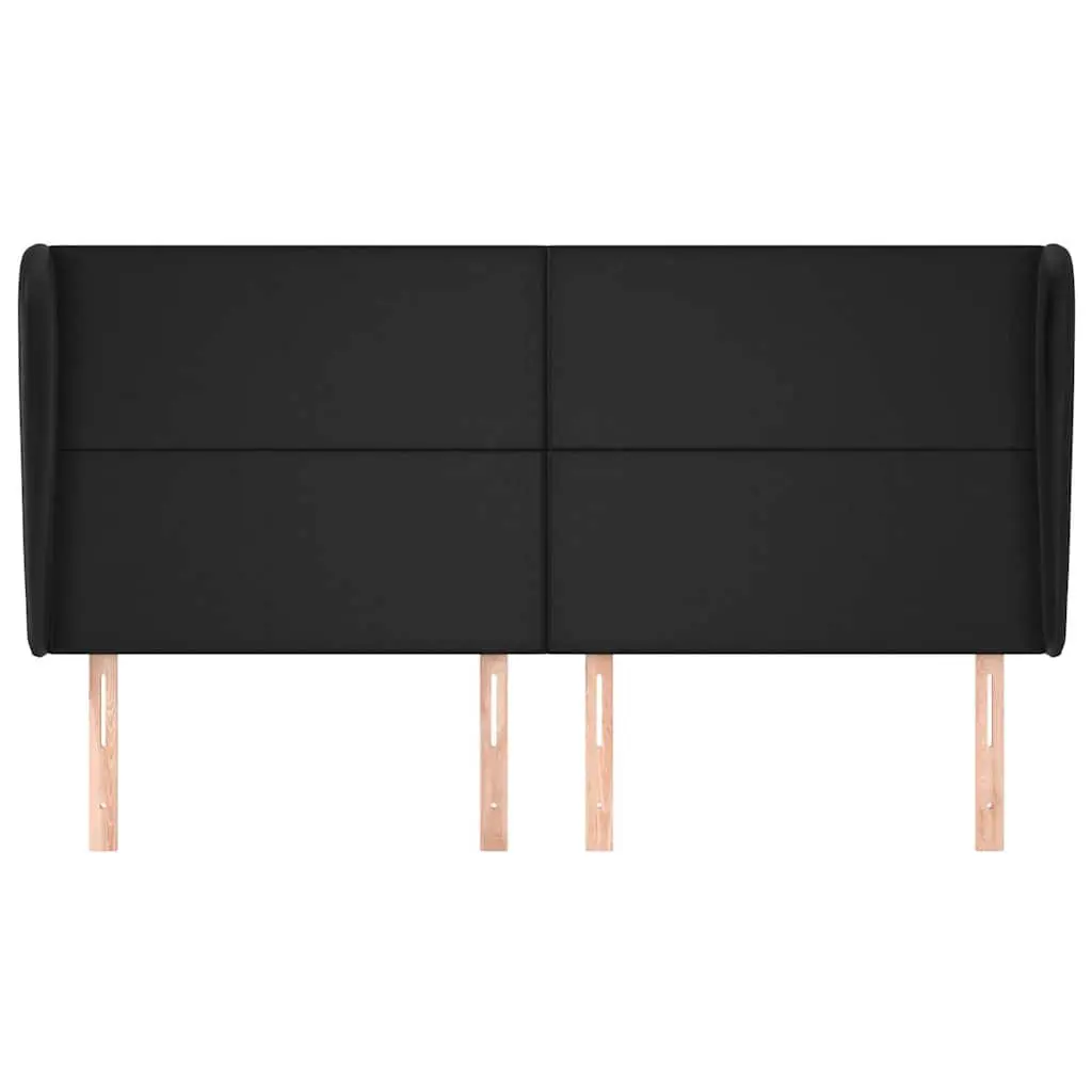 Headboard with Ears Black 163cm Faux Leather Bed Head Support Furniture