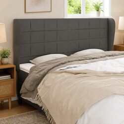 Practical Grey Fabric Headboard with Ears - Adjustable Height 203cm