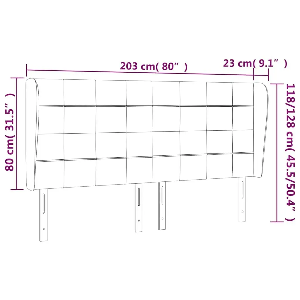 Headboard Grey Fabric 203cm Adjustable Height