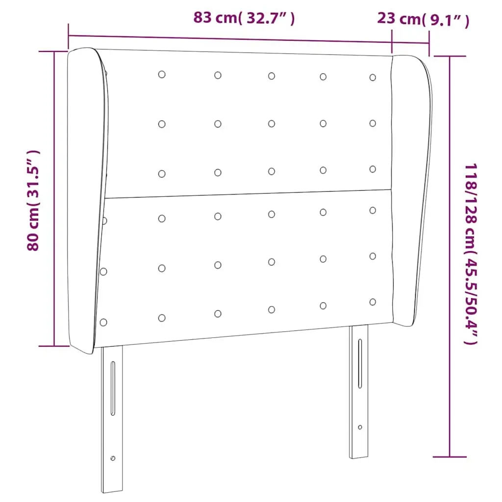 Black Faux Leather Headboard 83cm with Ears Adjustable Height Bedroom Furniture Back Support