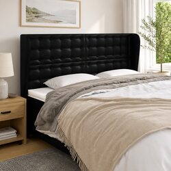 Black 163cm Faux Leather Headboard with Ears