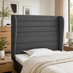 Fabric Headboard with Ears Grey 103cm Bedroom Support Adjustable Height