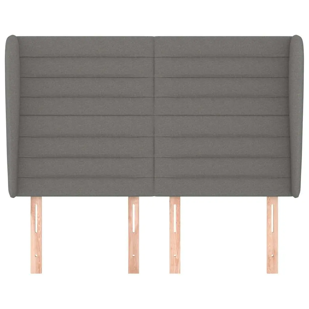 Headboard Dark Grey Fabric Adjustable Height with Ears 147x23x118128 cm Bedroom Furniture