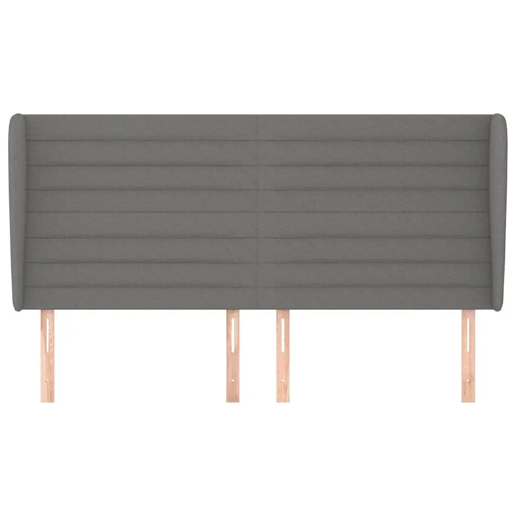 Headboard with Ears Grey 163cm Fabric Bed Upholstered Back Support Bedroom