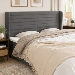 Practical Grey Fabric Headboard with Ears for Your Home