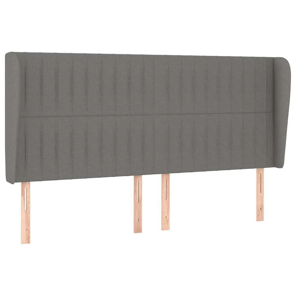 Headboard Fabric Dark Grey Adjustable Wooden Legs 163 x 23 x 118128 cm