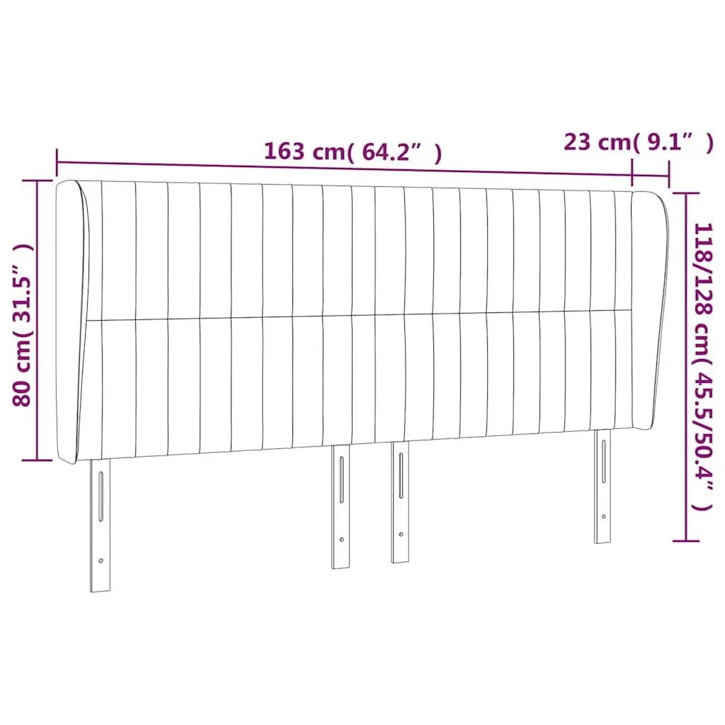 Headboard Fabric Dark Grey Adjustable Wooden Legs 163 x 23 x 118128 cm