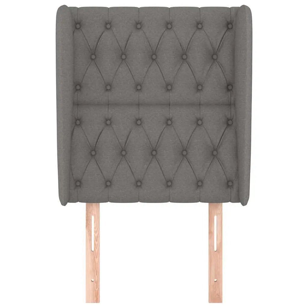 Headboard with Ears Grey Fabric Bed Head 83cm Adjustable Height Wooden Legs