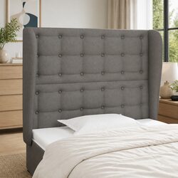 Headboard with Ears 103 cm Grey Fabric Bed Head Back Support Bedroom Furniture