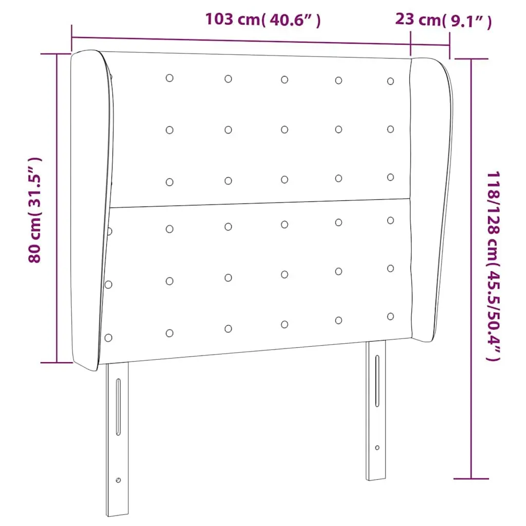 Headboard with Ears 103 cm Grey Fabric Bed Head Back Support Bedroom Furniture
