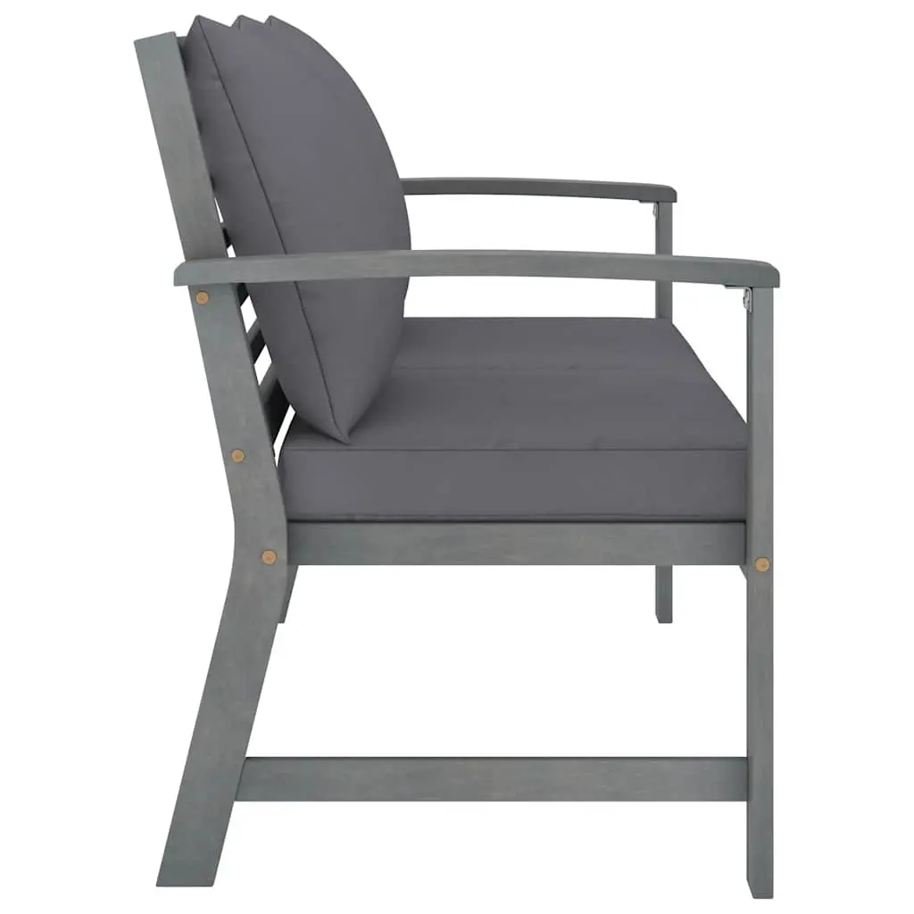 Outdoor Lounge Set 4 Piece Solid Acacia Wood with Cushions Grey Weather Resistant