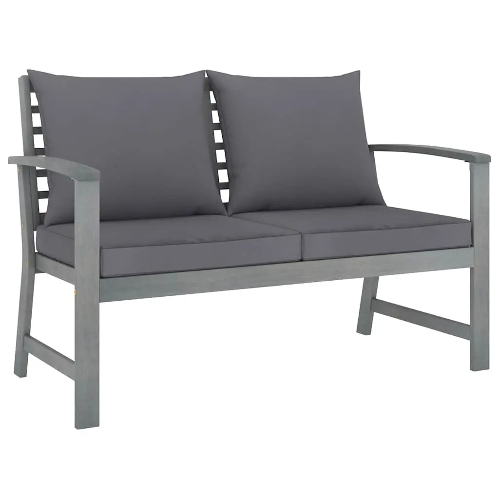 Outdoor Lounge Set 4 Piece Solid Acacia Wood with Cushions Grey Weather Resistant