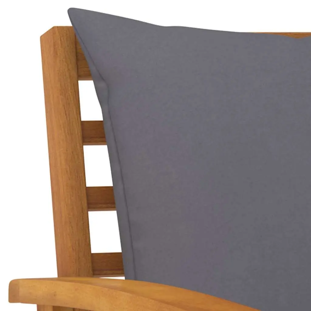 Garden Bench Acacia Wood 120cm Grey Cushion Outdoor Furniture