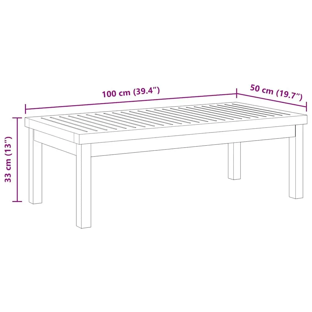 Outdoor Coffee Table 100x50x33 cm Solid Wood Patio Garden Deck Furniture Brown