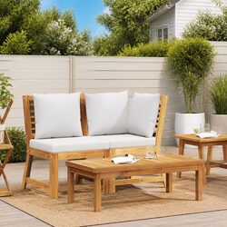 Outdoor Sectional Sofa Set 3 Piece Garden Lounge with Cushions Solid Wood