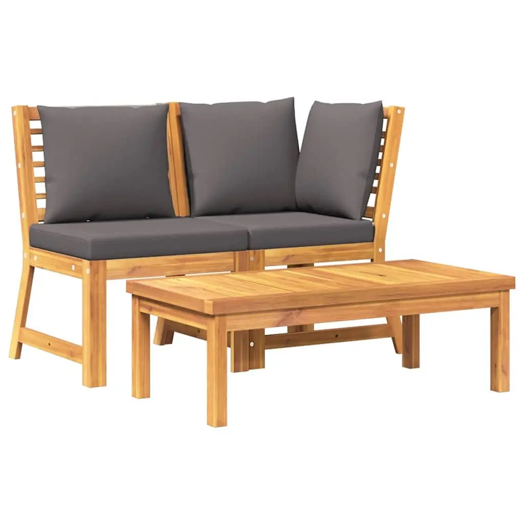 3 Piece Acacia Wood Outdoor Lounge Sofa Set with Cushions Brown